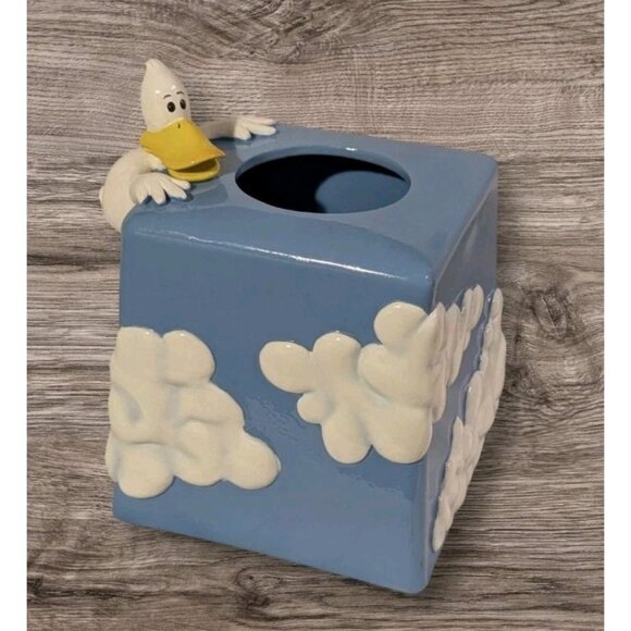 Universal Studios Ducks Tissue Box Cover Sitting Cartoon Clouds Blue Bathroom - Picture 1 of 16
